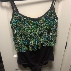 Brown & Ruffles Bathing Suit Plus Skirt!